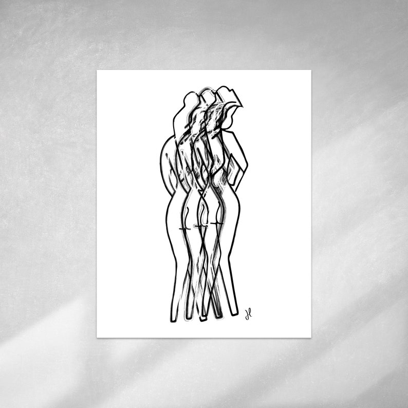 Large Canvas Art For Home Abstract Women Wall Art Black And White Women Canvas Print Figure Art Black And White Female Art For Walls