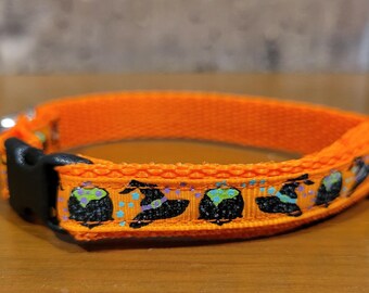 CAT/Halloween Witches Hat and Cauldron Breakaway Collar With Bell