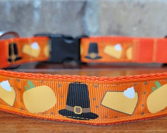 Thanksgiving Pilgrim Dog Collar - Large