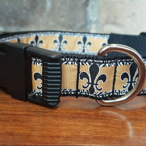 Black and Gold Fleur De Lis Dog Collar Size Large image 2