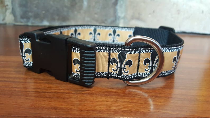 Black and Gold Fleur De Lis Dog Collar Size Large image 2