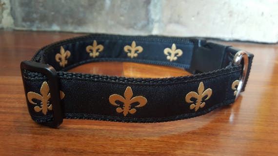 Gold & Black Fleur de Lis Dog Leash