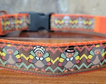 LARGE/Thanksgiving Turkey Pilgrim Dog Collar