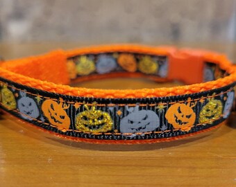 CAT/ Halloween Grinning Pumpkins Breakaway  Collar With Bell