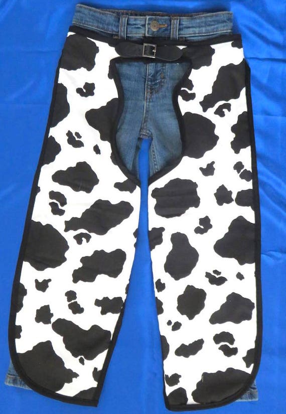 Cow print black and white chaps Etsy