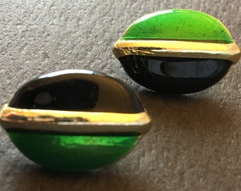 Vintage Enamel Clip-On Earrings