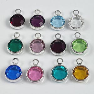 Wholesale Birthstone Charms Sets, Swarovski®/PRECIOSA Birthstone Channel Charms Silver Plated, CC6S, 6mm Stone birthstone crystal charms