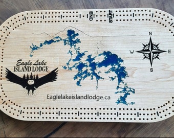 Handcrafted Lake Cribbage Board, Custom Lake Cribbage Board, Wedding Anniversary Gift, Housewarming Gift, Family Game Night, River Board