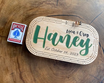 Handcrafted Epoxy Resin Wood Cribbage Board, Custom Name Cribbage Board, Wedding Anniversary Gift, Housewarming Gift, Family Game Night