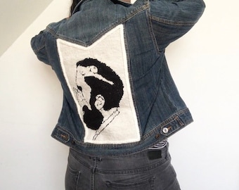 Embroidered jacket/Freud embroidery/Freud art/