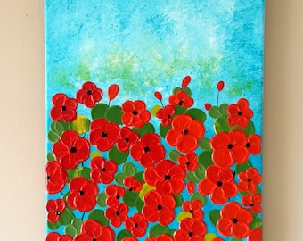 Red Poppies painting,Poppy painting,field of flower painting,Red flowers,Abstract poppy wall art,Modern art,Floral art,Flowers painting14x18