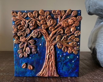 Tree of Life textured painting, Zen Painting, Mini Tree painting