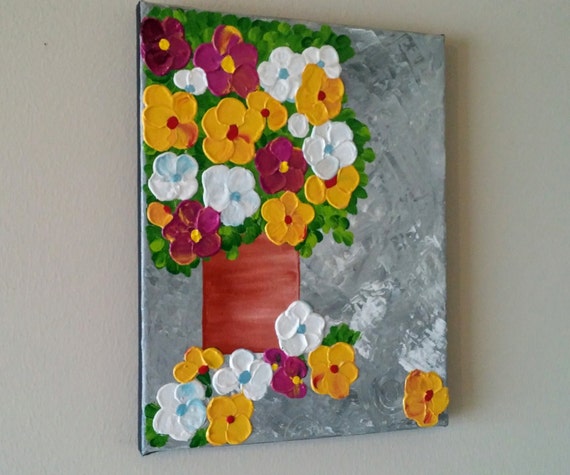 Oryginalny Akrylowy Wazon Flower Malarstwo Kwiaty W Wazonie Malarstwo Abstrakcyjne Teksturowane Malarstwo Kwiat Malarstwo Współczesne Wystrój