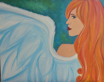 original Angel painting by Rangrez, Angel wall art, Fairy painting,Birthday gift ,20x16 inches.