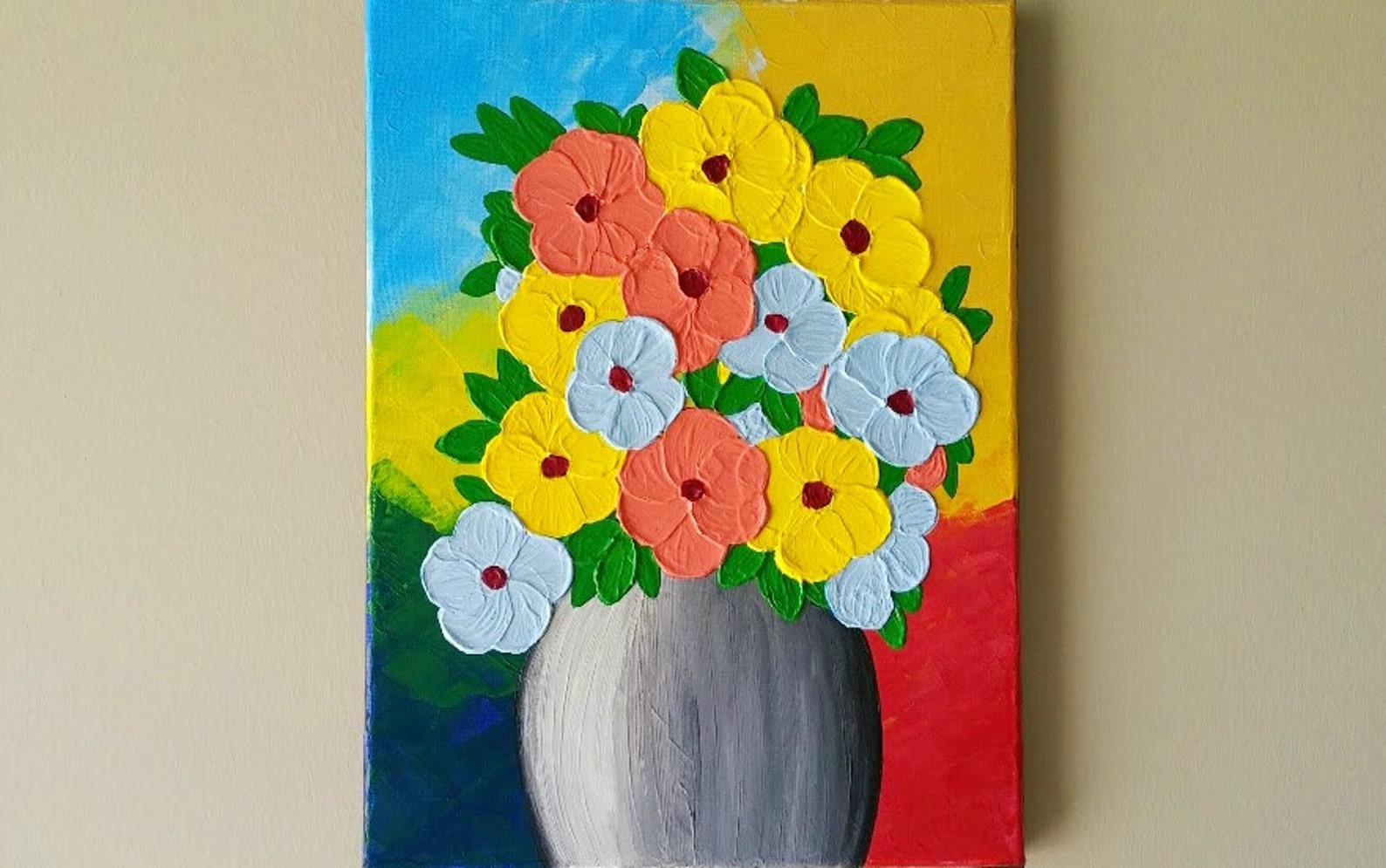 Acrylic Flower Vase paintingFlowers in vase paintingabstract Etsy