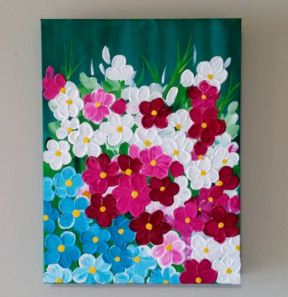 Buy Cute Abstract Acrylic 8x10 Canvas Painting With Flowers