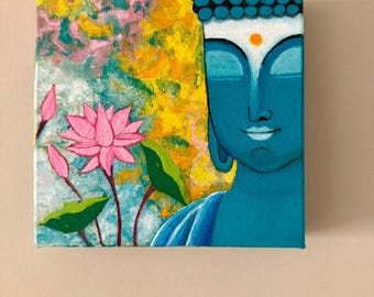 Zen Buddha Acrylic Painting | Yoga Decor | 6x6 inches