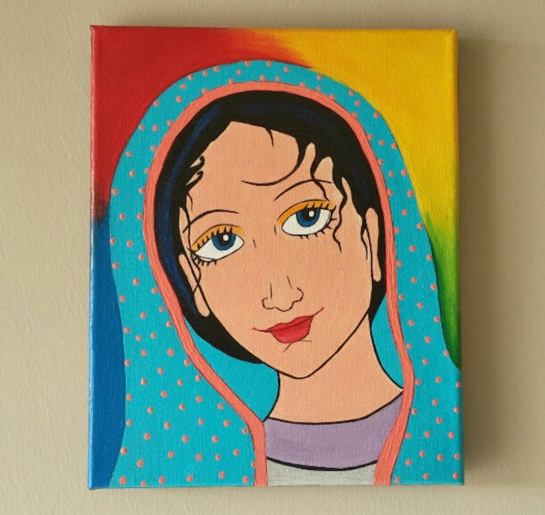 Original Virgin Mary Painting, Virgin Mary Wall Art, Spiritual Art