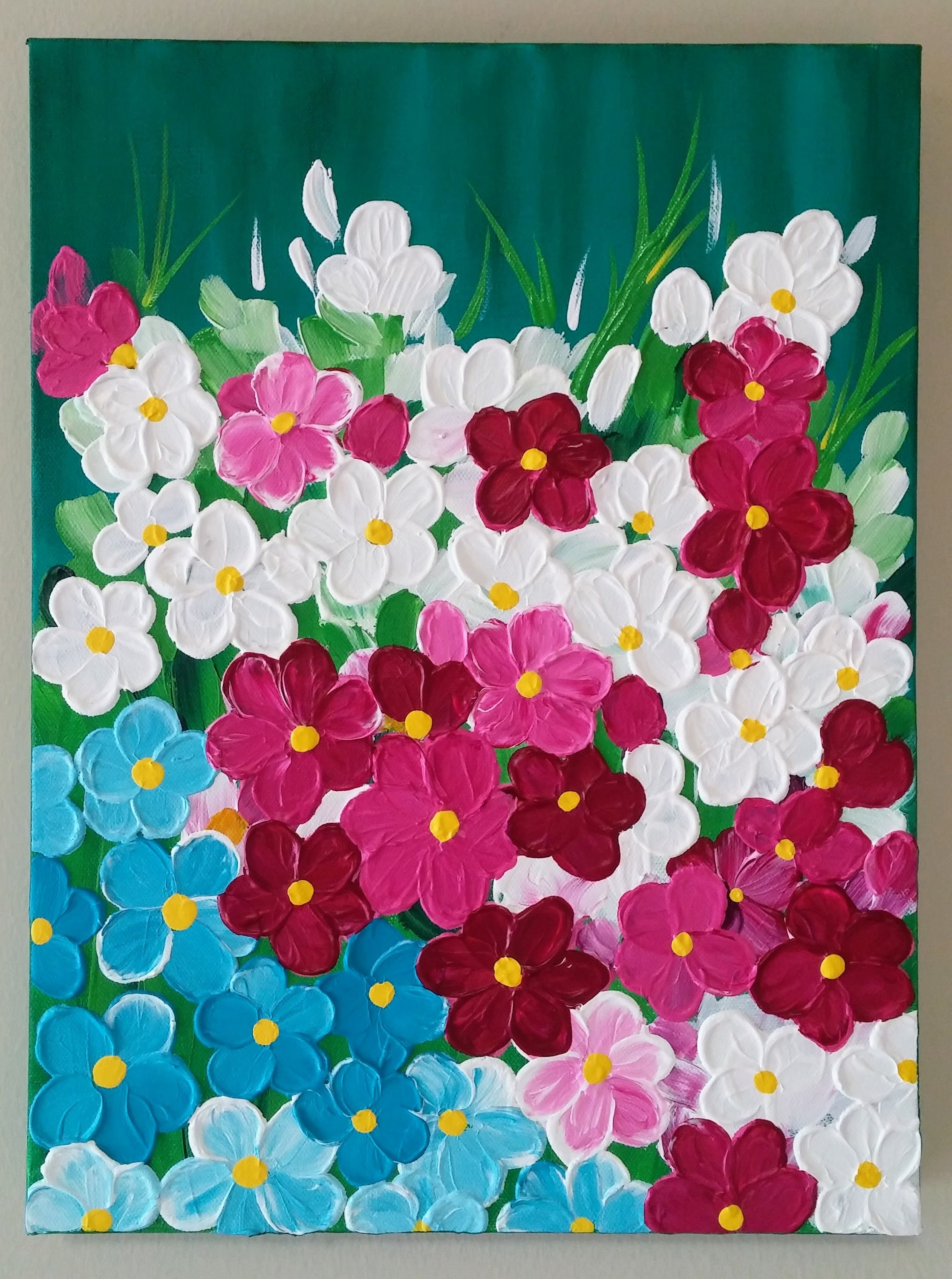 Original Acrylic Wall Art 11x14, Flower Painting, Floral Painting