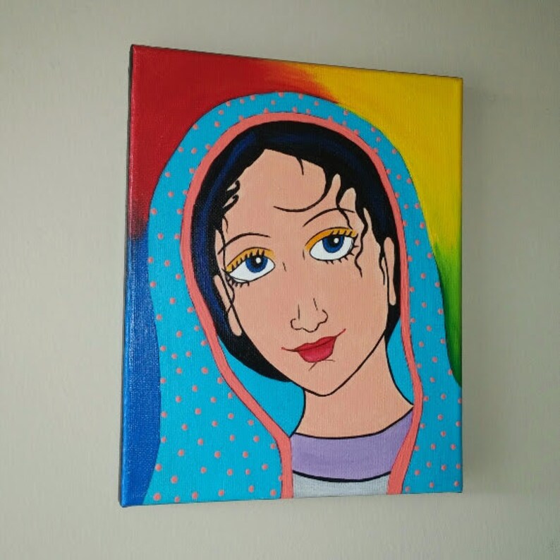 Original Virgin Mary Painting, Virgin Mary Wall Art, Spiritual Art