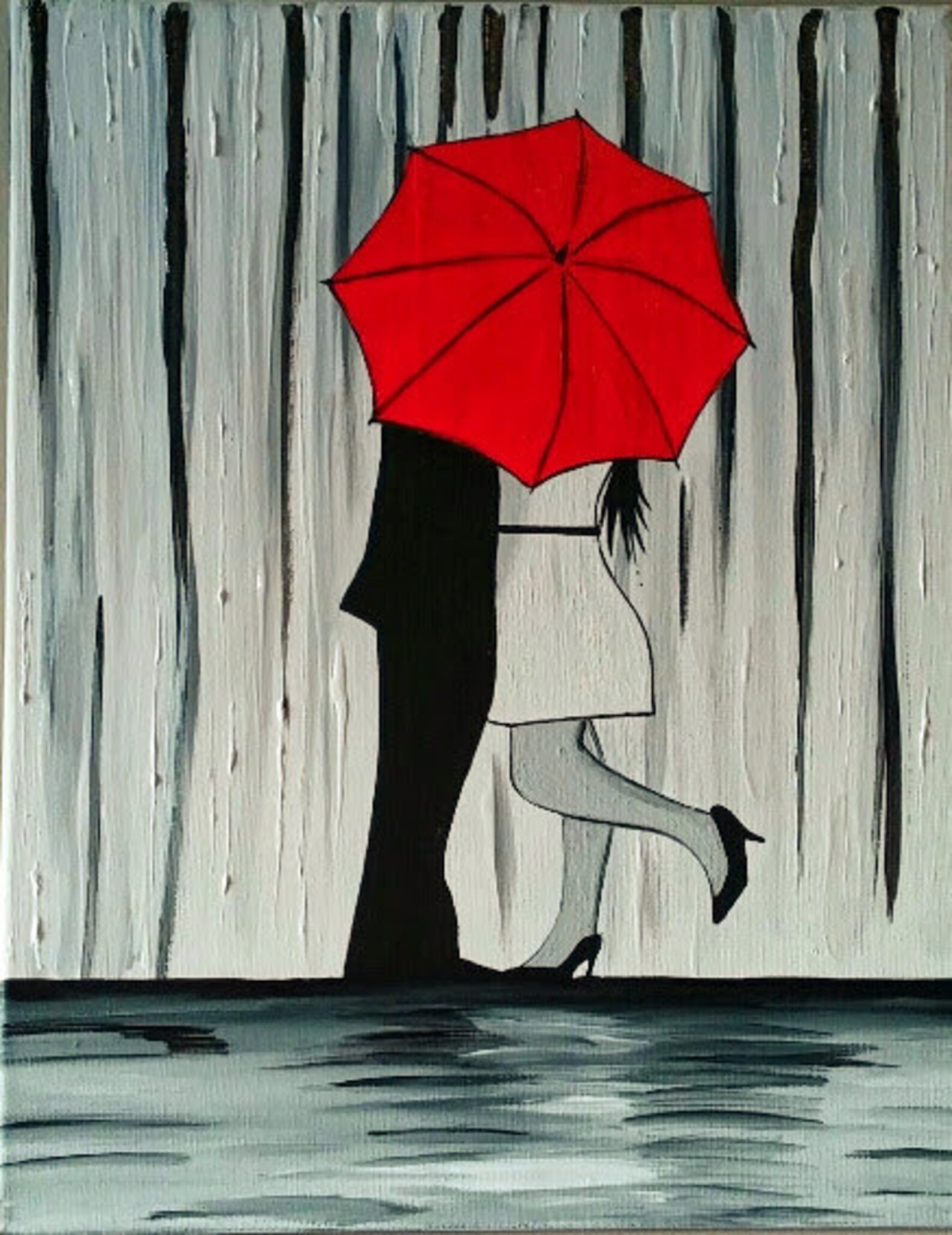 SALE Couple in Rain Paintingcouple Kissing in the Rain Wall Etsy