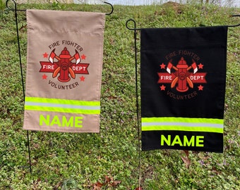 Firefighter volunteer Flag, fire hydrant, Axes, Firefighter Gift, Fire Department, Turnout Bunker Gear Style, graduation gift