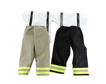 Firefighter Toddler Boy Outfit, Personalized Fireman Halloween Costume, Bunker Gear Look