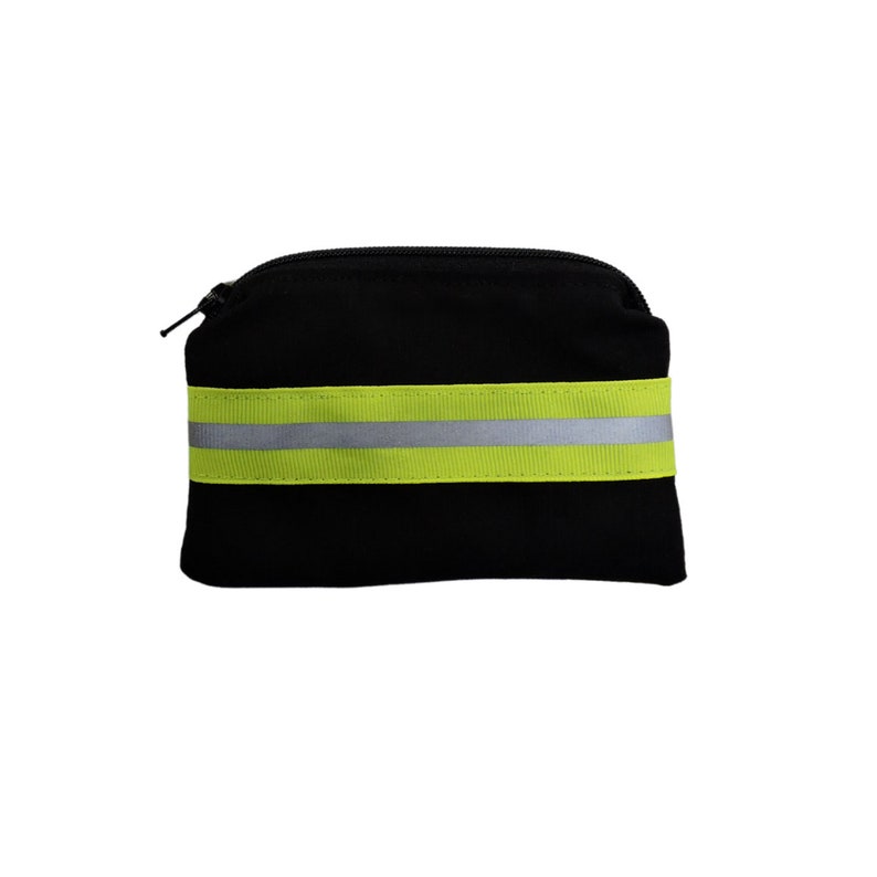 Firefighter Charge Purse Black fabric and yellow reflective tape