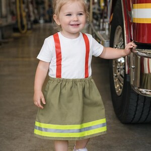 Firefighter Toddler Girl Outfit, Personalize Fireman Halloween Costume image 2