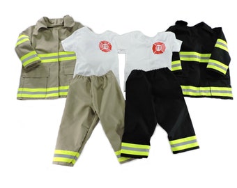 Traje y chaqueta de bombero personalizados para niño pequeño, disfraz de bombero para Halloween