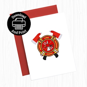 Malteserkreuz Feuerwehrmann Karte, DRUCKBARE Karte, Feuerwehrmann Karte für Feuerwehrmann, Held Karte, Abschlusskarte, Dankeschön Karte, INSTANT DOWNLOAD