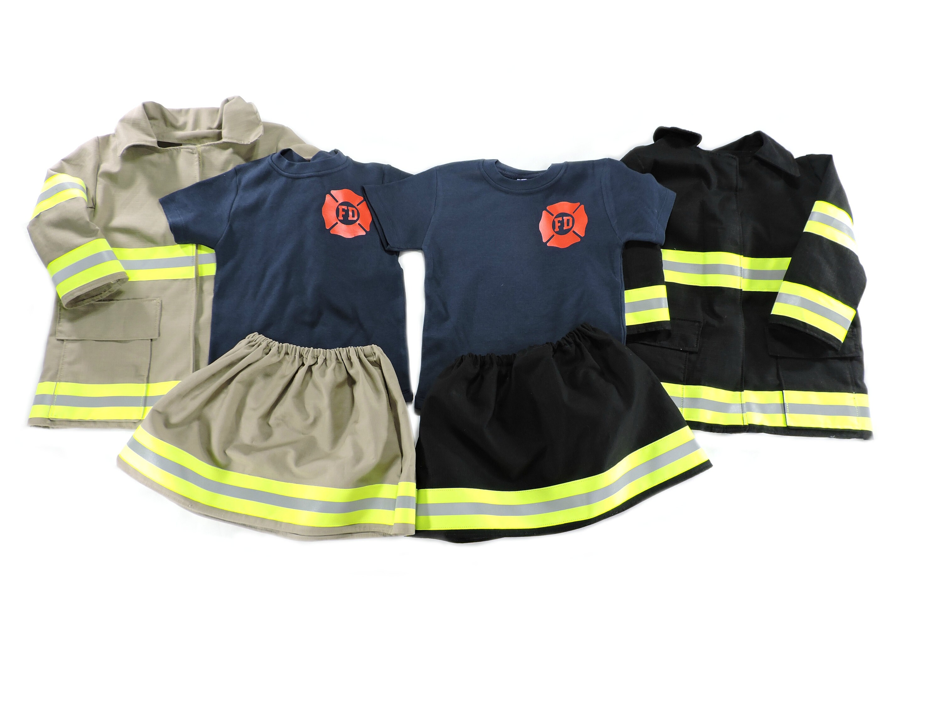 Firefighter Toddler Girl Outfit Shirt Skirt & Jacket, Personalized Fireman Halloween Costume