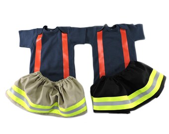 Firefighter Baby Girl Outfit Skirt, Personalized Fireman Halloween Costume