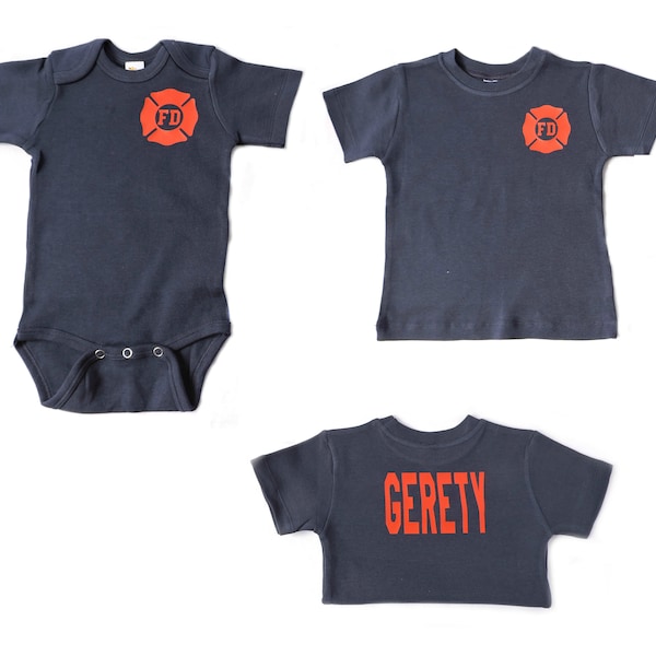 Firefighter Baby or Toddler shirt, Future Firefighter, Just like Daddy Shirt, Personalize Birthday Shirt, Baby Shower Gift, FFB003