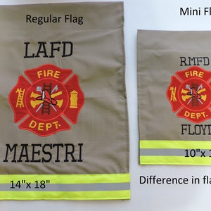 Personalized Firefighter Garden Flag, Fireman yard flag Gift For Him, Fire Department, Turnout Bunker Gear Style, Memorial gift, FFGF003 image 6