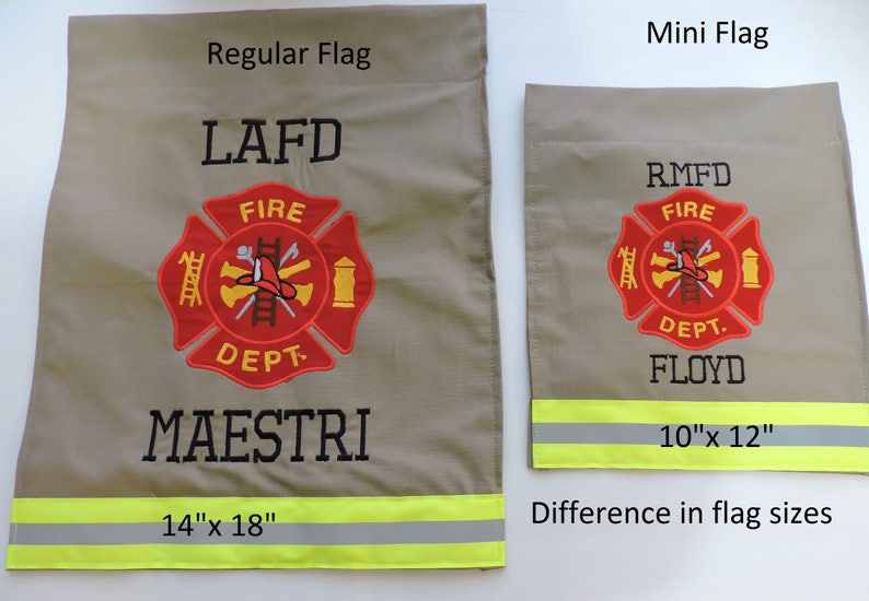 Personalized Firefighter Garden Flag, Fireman yard flag Gift For Him, Fire Department, Turnout Bunker Gear Style, Memorial gift, FFGF003 image 6