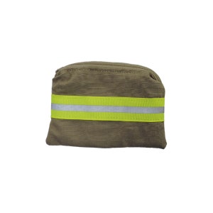 Firefighter Charge Purse Tan fabric and yellow reflective tape