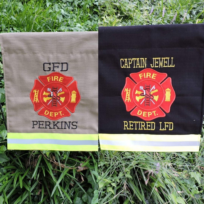 Firefighter Garden flag with Maltese cross and two names added