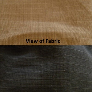 View of tan and black 100% cotton Ripstop material