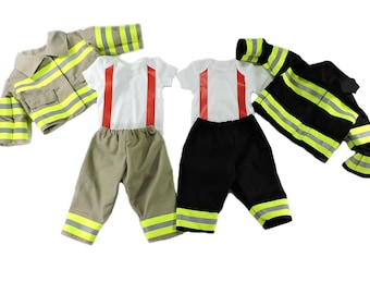 Firefighter Baby Boy Outfit, Jacket, Future Firefighter Baby Shower Gift, Fireman Like Daddy Halloween Costume, Turnout Bunker Gear Look