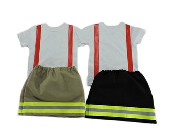 Firefighter Toddler Girl Outfit, Personalize Fireman Halloween Costume