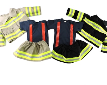 Firefighter Baby Girl Outfit and Jacket, Personalized Fireman Halloween Costume