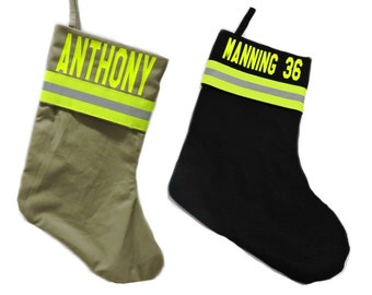 Firefighter Personalized Christmas Stocking Gift For Him, Fireman Fire Station Christmas Decor