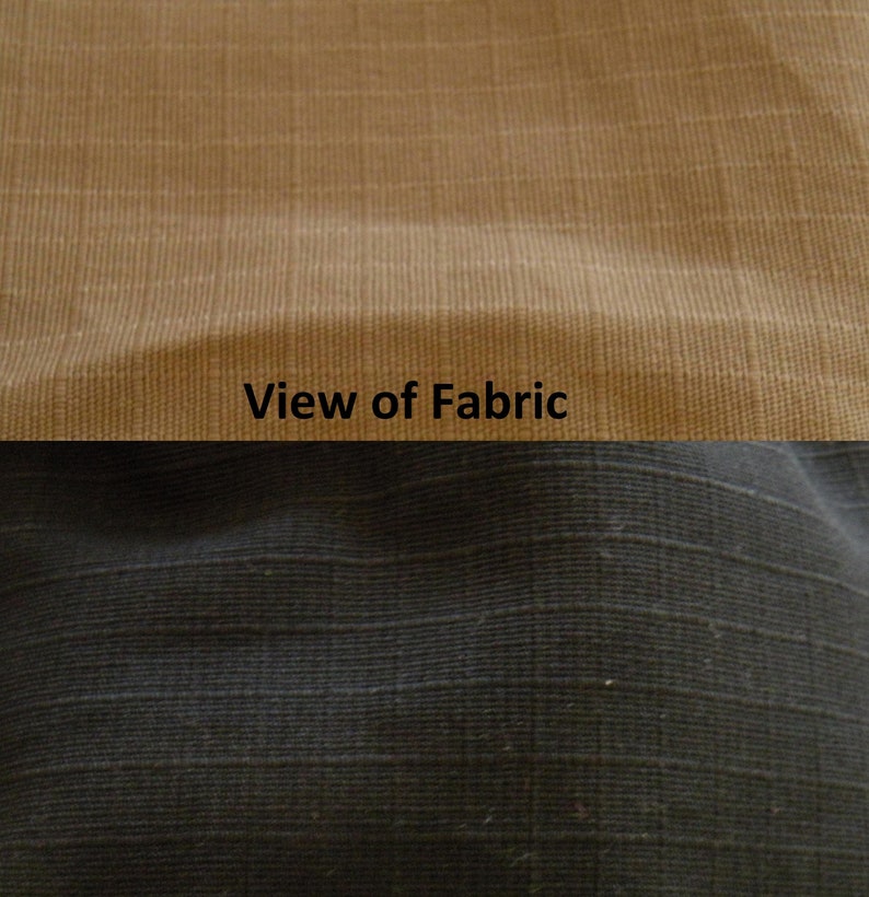 View of tan and black 100% cotton Ripstop material