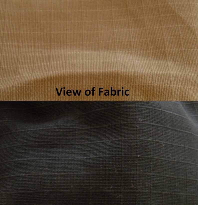 View of tan and black 100% cotton Ripstop material