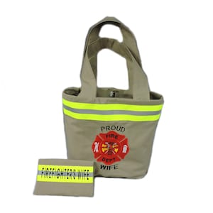 Cartera personalizada para esposa o novia bombero, cartera para mujer bombero, estilo equipo de protección para búnkeres, FFW005