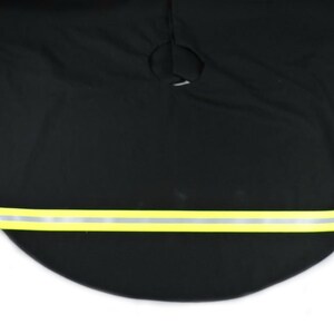 Firefighter Christmas Tree Skirt Black Fabric and Neon Yellow Reflective Tape