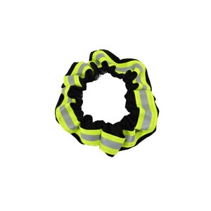 Firefighter Srunchie in Black Fabric and Neon Yellow Reflective Tape
