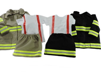 Firefighter Toddler Girl Outfit and Jacket, Personalized Halloween Costume