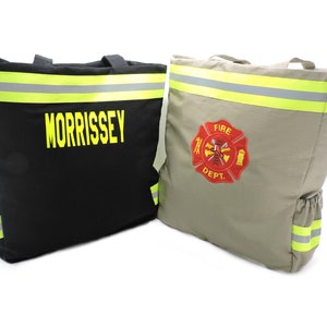 Firefighter Diaper Bag, Firefighter New Baby Gift, Future Firefighter Baby Shower Gift, Bunker Turnout Gear Style, Personalized Fireman tote